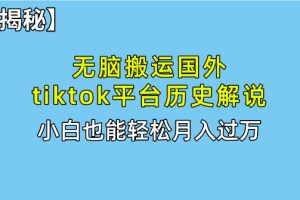（10326期）无脑搬运国外tiktok历史解说 无需剪辑，简单操作，轻松实现月入过万