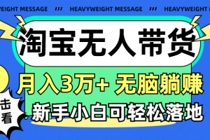 (11574期)淘宝无人带货3.0高收益玩法,月入3万+,无脑躺赚,新手小白可落地实操