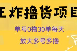 王炸撸货项目，单号0撸30单每天，多号多撸【揭秘】