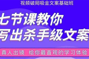 张根视频破局吸金文案班：七节课教你写出杀手级文案(附67页文案训练手册)