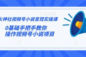 火神社视频号小说变现实操课：0基础手把手教你操作视频号小说项目【视频课程】
