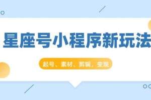 抖推猫开创星座号抖音小程序新玩法：起号、素材、剪辑，如何变现（附素材）