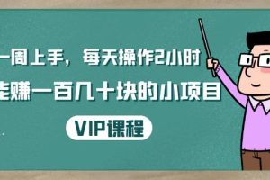 温饱小项目：一周上手，每天操作2小时赚一百几十块的小项目，简单易懂（4节课）