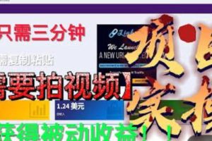 最新国外掘金项目,不需要拍视频,即可获得被动收益,只需操作三分钟实现躺赚!【揭秘】