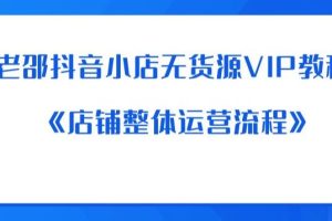 老邵抖音小店无货源VIP教程:《店铺整体运营流程》