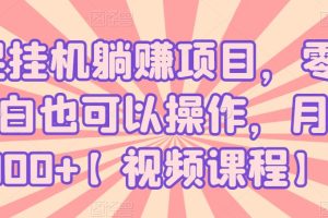 全民挂机躺赚项目，零基础小白也可以操作，月入5000+【视频课程】