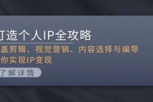 （13368期）打造个人IP全攻略：涵盖剪辑、视觉营销、内容选择与编导，助你实现IP变现