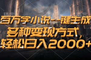 （13385期）百万字小说一键生成，多种变现方式，轻松日入2000+