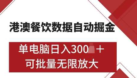 港澳数据全自动掘金,单电脑日入5张,可矩阵批量无限操作【揭秘】