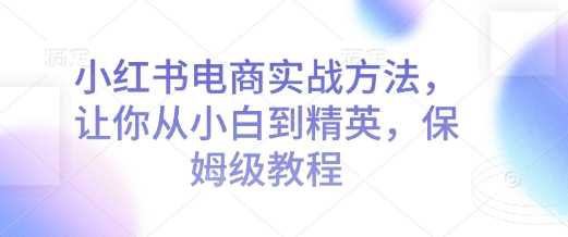 小红书电商实战方法,让你从小白到精英,保姆级教程