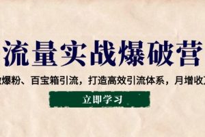 （14039期）流量实战爆破营：企微爆粉、百宝箱引流，打造高效引流体系，月增收万元