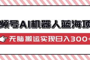 （14107期）视频号AI机器人蓝海项目，操作简单适合0基础小白，无脑搬运实现日入300+