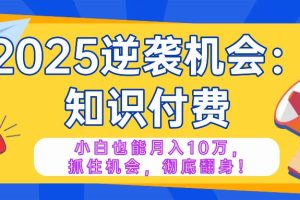 （14166期）2025逆袭项目——知识付费，小白也能月入10万年入百万，抓住机会彻底翻…