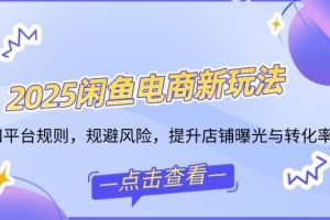 （14232期）2025闲鱼电商新玩法，熟知平台规则，规避风险，提升店铺曝光与转化率