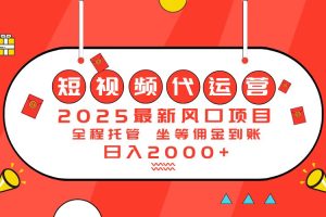 （14377期）2025最新风口项目：短视频代运营日入2000＋