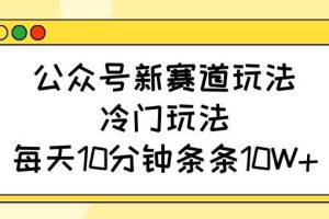 公众号新赛道玩法，冷门玩法，每天10分钟条条10W+