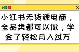 （14100期）小红书无货源电商，全品类都可以做，学会了轻松月入过万