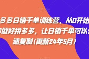拼多多日销千单训练营，从0开始带你做好拼多多，让日销千单可以快速复制(更新25年3月)