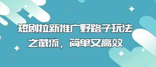 短剧拉新推广野路子玩法之截流，简单又高效