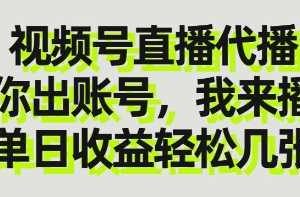 视频号直播代播，你出账号我来播，单日收益轻松几张【揭秘】