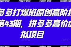 拼多多打爆班原创高阶技术第43期，拼多多高价虚拟项目