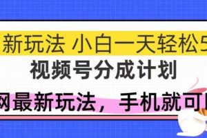 （14815期）视频号分成计划，全网最暴力玩法，新手一天也能轻松500+