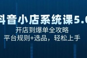 （15080期）抖音小店系统课5.0，开店到爆单全攻略，平台规则+选品，轻松上手