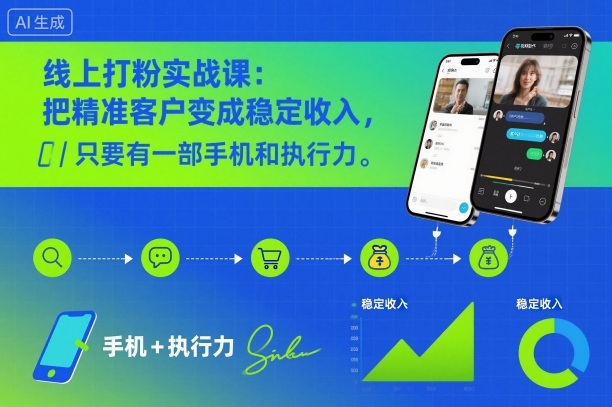 线上打粉实战课:把精准客户变成稳定收入,只要有一部手机和执行力