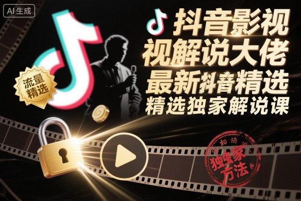 抖音影视解说大佬最新抖音进精选和独家方法，精选独家解说课（更新11月）