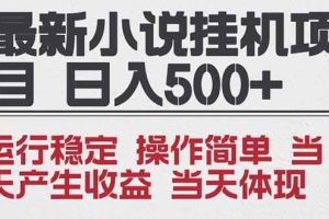 （16794期）2025全新小说挂机项目 年前吃肉 操作简单，单机当天收益1000+，收益无上限，可矩阵操作