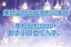 爆款国外游戏高利润搬砖项目，单机轻松1k+，新手小白也可入手【揭秘】