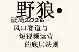 野狼团队·多平台实操运营课，覆盖AI口播、服装、好物、漫剪等热门玩法（更新4月29日）