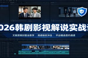 2026韩剧影视解说实战课:文案剪辑封面全教学,规避版权冲击平台精选签约通道