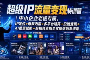 超级IP流量变现特训营|中小企业老板专属,IP定位+爆款内容+多平台矩阵+投流变现+AI批量赋能+短视频直播全实操落地系统课