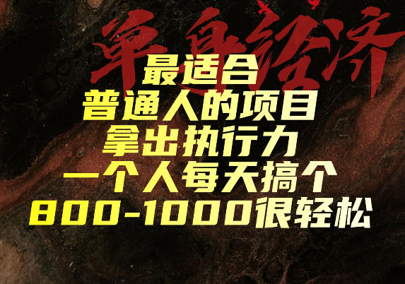 最适合普通人的项目，拿出执行力一个人每天搞个800-1k很轻松【揭秘】