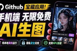 （19681期）Github宝藏应用！手机端无限免费AI 生图，纯本地离线运行，支持NPU加速 斩获3.1k stars，local-dream