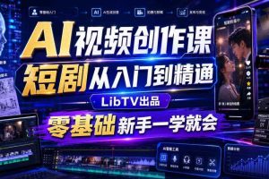 AI视频创作课，短剧从入门到精通，LibTV出品，零基础新手一学就会