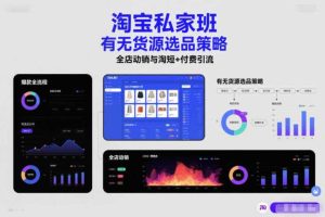 淘宝私家班,有无货源选品策略,高成功率爆款全流程打法,全店动销与淘短+付费引流(更新2026年08月05日)
