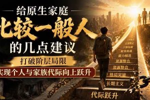 (19708期)付费文章:给原生家庭比较一般人的几点建议,打破阶层局限,实现个人与家族代际向上跃升