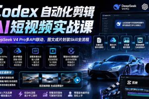 （19711期）Codex自动化剪辑AI短视频实战课｜DeepSeek V4 Pro多API联动，图文成片封装Skill全流程