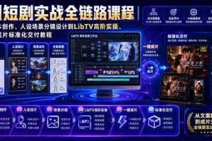 AI短剧实战全链路课程|从脚本创作、人设场景分镜设计到LibTV高阶实操、一键成片标准化交付教程