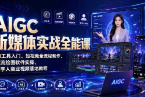 AIGC新媒体实战全能课|AI工具入门、短视频全流程制作、主流绘图软件实操、数字人商业视频落地教程