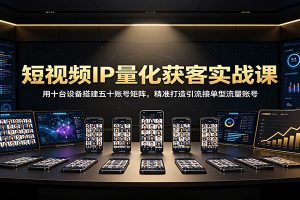 短视频IP量化获客实战课:用十台设备搭建五十账号矩阵,精准打造引流接单型流量账号