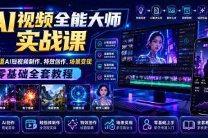 AI视频全能大师实战课|全赛道AI短视频制作、特效创作、场景变现零基础全套教程