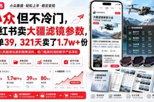 小众但不冷门，小红书卖大疆滤镜参数，一单39，321天卖了1.7w+份