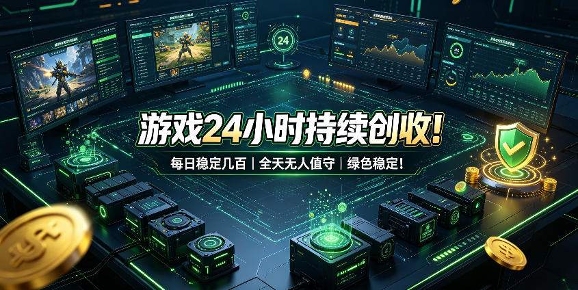 游戏24小时持续创收!每日稳定几百,全天无人值守,绿色稳定!【揭秘】