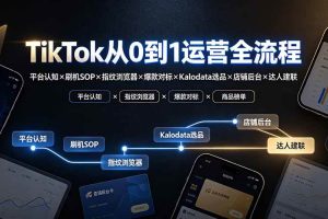 （19830期）TikTok从0到1运营全流程-更新：平台认知×刷机SOP×指纹浏览器×爆款对标×Kalodata选品×店铺后台×达人建联
