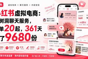 小红书虚拟电商:靠树洞聊天服务,一单20起,361天卖了9680份