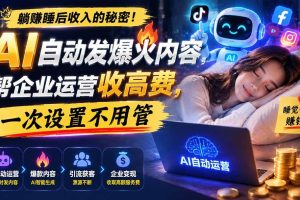 (19826期)躺赚睡后收入的秘密!AI 自动发爆火内容,帮企业运营收高费,一次设置不用管【原创双语字幕】