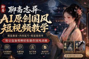 （19834期）聊斋志异AI原创国风短视频教学；精选独家+内容起号+收徒接商单，用豆包加剪映轻松制作国风动画